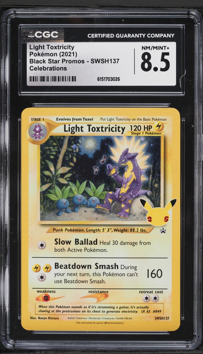 2021 Pokemon Sword & Shield Promo Celebrations Light Toxtricity #SWSH137 CGC 8.5 NM-MT+