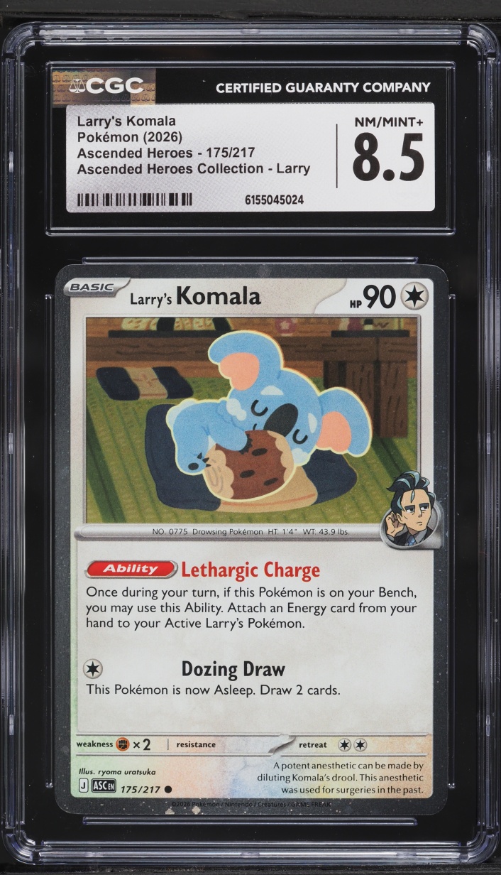 2026 Pokemon Mega Evolution Ascended Heroes Collection Larry's Komala #175 CGC 8.5 NM-MT+