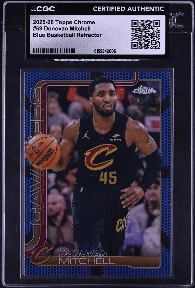 2025 Topps Chrome Blue Basketball Refractor Donovan Mitchell /150 #69 CGC AUTH