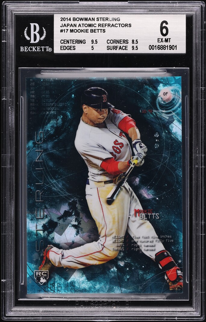 2014 Bowman Sterling Japan Atomic Refractor Mookie Betts ROOKIE 1/1 #17 BGS 6