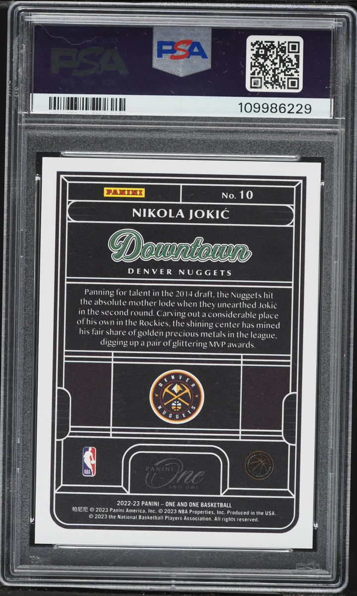 2022 Panini One And One Downtown Nikola Jokic #10 PSA 10 GEM MINT