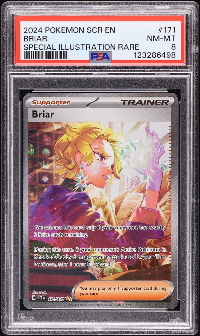 2023 Pokemon Scarlet & Violet Stellar Crown SIR Briar #171 PSA 8 NM-MT