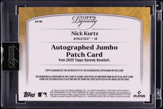 2025 Topps Dynasty Jumbo Gold Nick Kurtz ROOKIE TRIBUTE PATCH AUTO 1/1 #AJP-NK