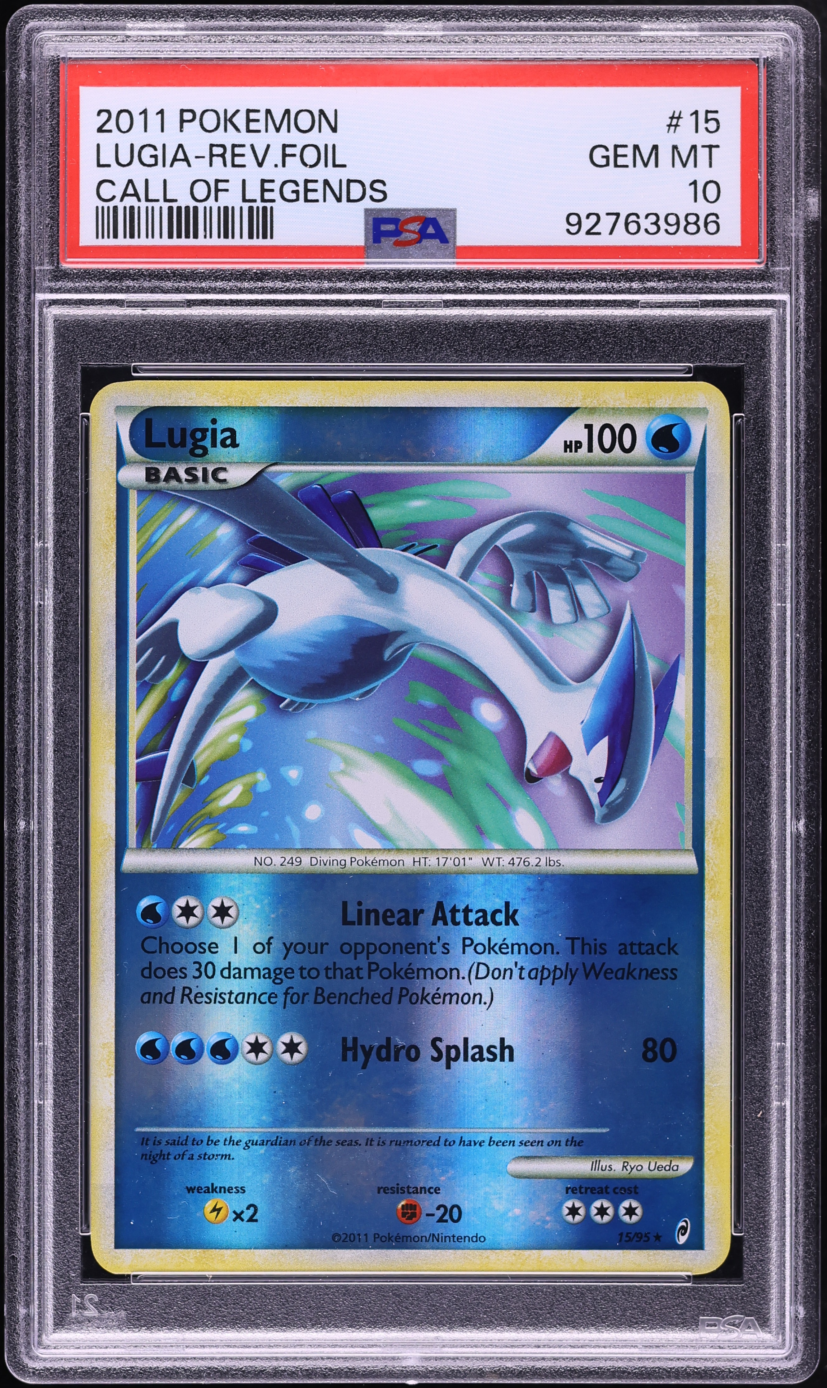 2011 Pokemon Call Of Legends Reverse Holo Lugia #15 PSA 10 GEM MINT