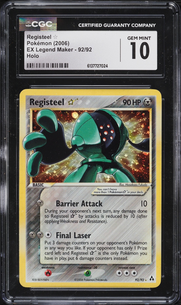 2006 Pokemon EX Legend Maker Holo Registeel Gold Star #92 CGC 10 GEM MINT