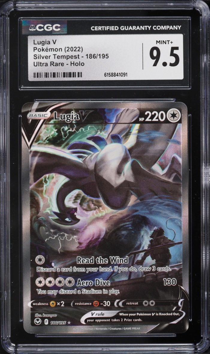 2022 Pokemon Sword & Shield Silver Tempest Alt Art Lugia V #186 CGC 9.5 MINT+