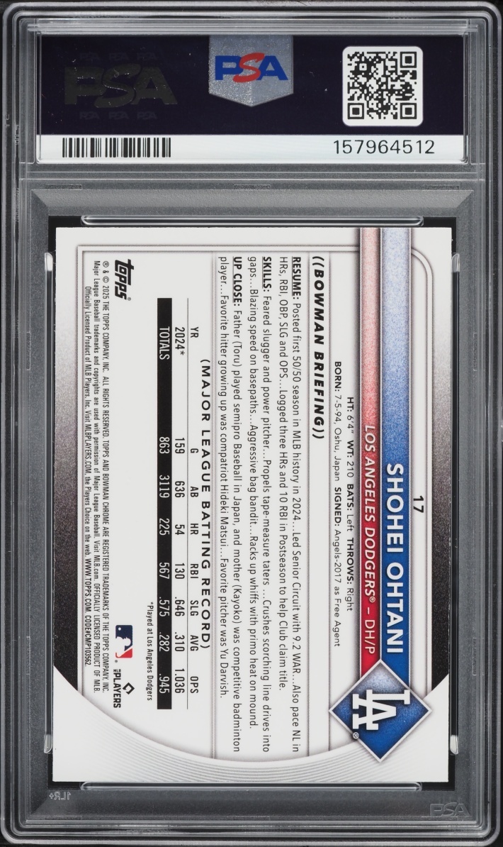 2025 Bowman Chrome Mega Box Shohei Ohtani #17 PSA 10 GEM MINT