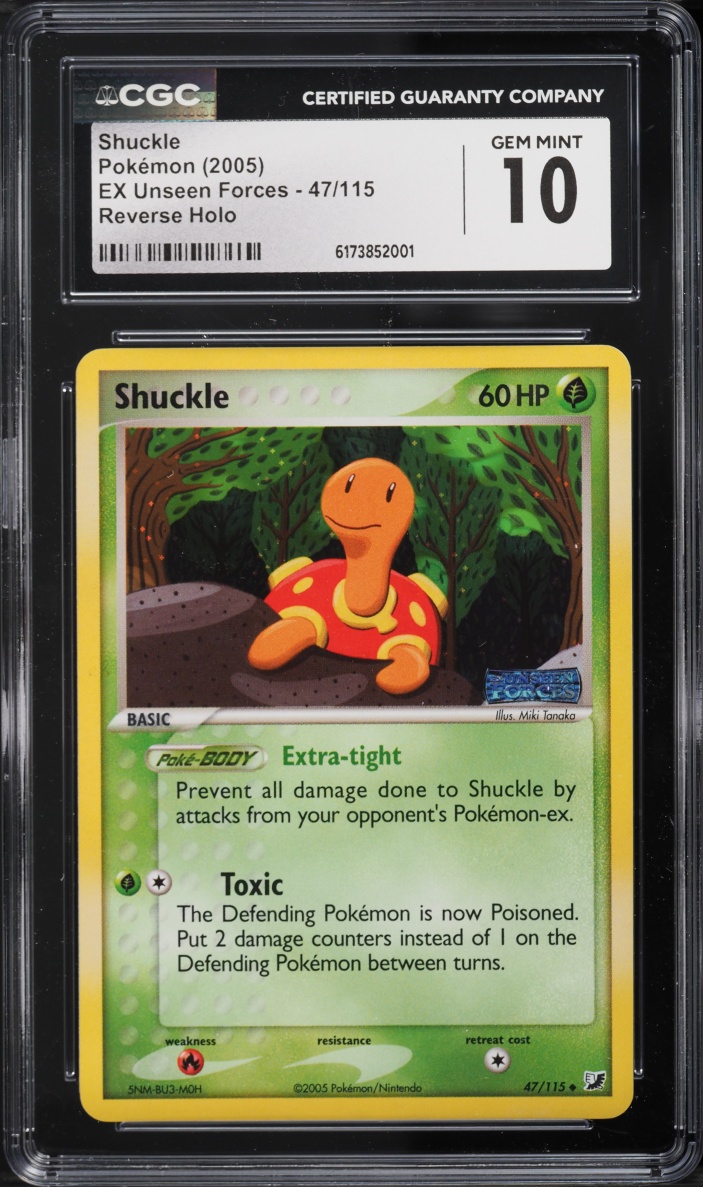 2005 Pokemon EX Unseen Forces Reverse Holo Shuckle #47 CGC 10 GEM MINT