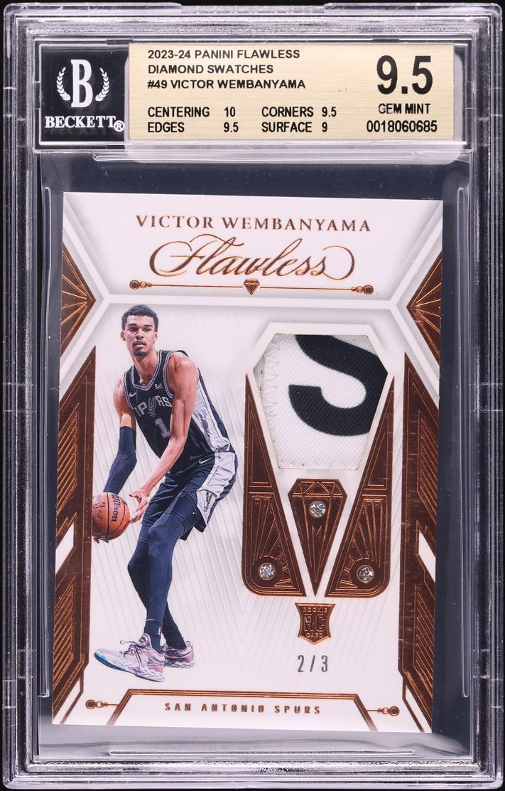 2023 Panini Flawless Diamond Gems Victor Wembanyama ROOKIE PATCH /3 #DS-VWB BGS 9.5 GEM MINT