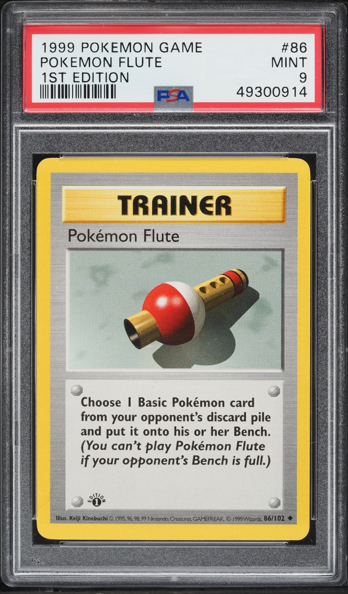 1999 Pokemon Base Set Shadowless 1st Edition Flute #86 PSA 9 MINT
