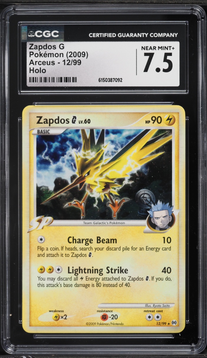 2009 Pokemon Platinum Arceus Holo Zapdos G #12 CGC 7.5 NRMT+