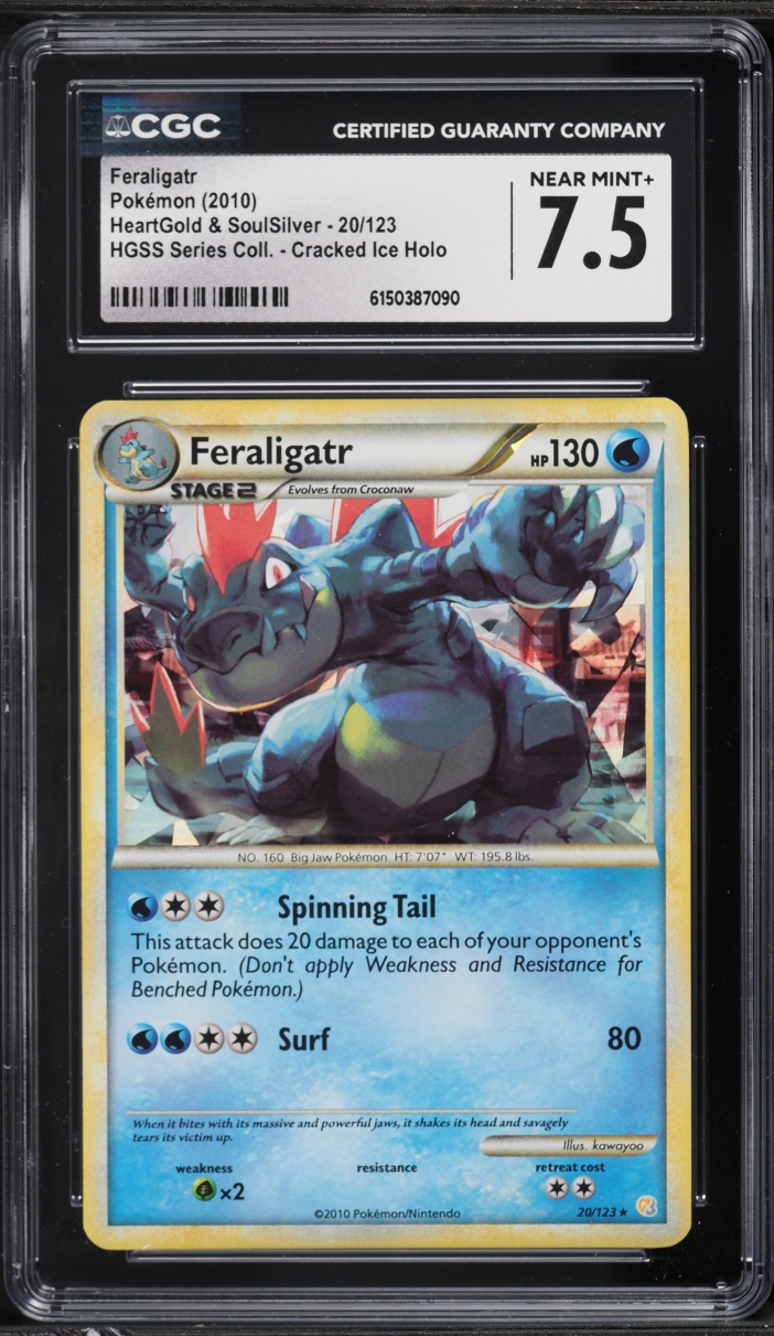 2010 Pokemon HeartGold & SoulSilver Cracked Ice Holo Feraligatr #20 CGC 7.5 NRMT+