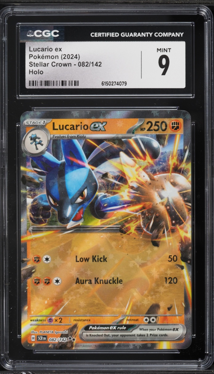 2024 Pokemon Scarlet & Violet Stellar Crown Holo Lucario EX #82 CGC 9 MINT