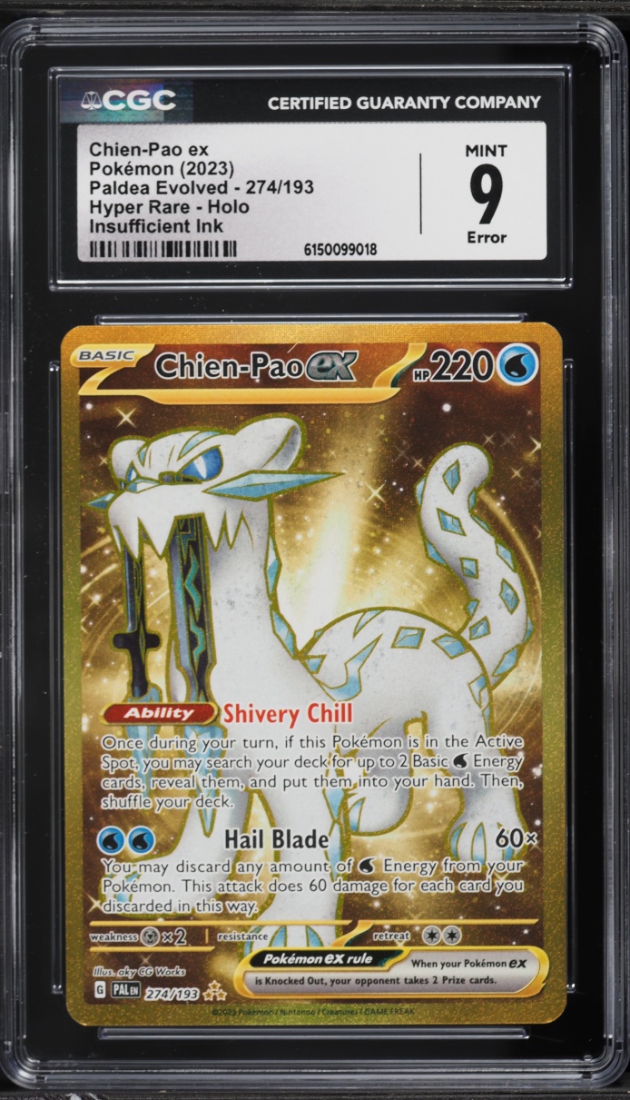 2023 Pokemon Scarlet & Violet Paldea Evolved Gold Rare Chien-Pao EX #274 CGC 9 MINT