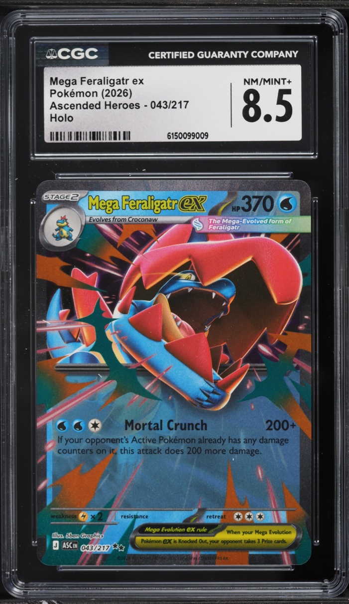 2026 Pokemon Mega Evolution Ascended Heroes Holo Mega Feraligatr EX #43 CGC 8.5 NM-MT+