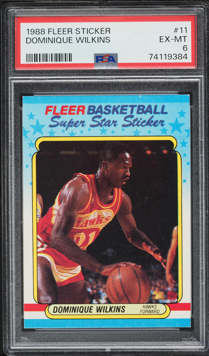 1988 Fleer Sticker Dominique Wilkins #11 PSA 6 EXMT