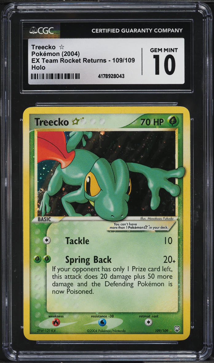 2004 Pokemon EX Team Rocket Returns Holo Treecko Gold Star #109 CGC 10 GEM MINT