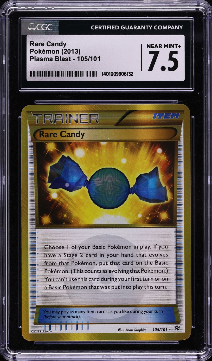 2013 Pokemon Black & White Plasma Blast Rare Candy #105 CGC 7.5 NRMT+