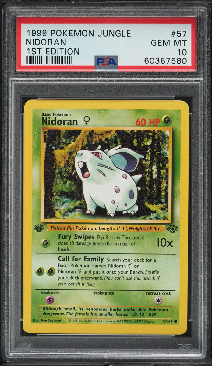 1999 Pokemon Jungle 1st Edition Nidoran #57 PSA 10 GEM MINT