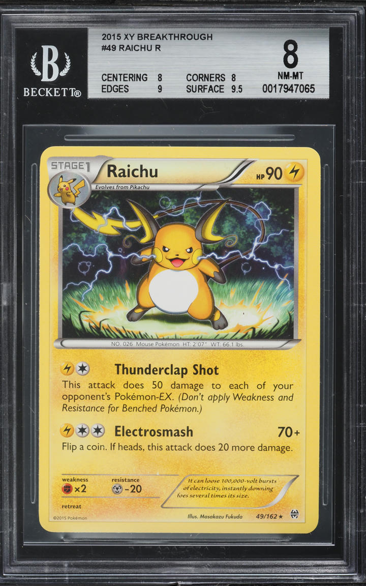 2015 Pokemon XY Breakthrough Raichu #49 BGS 8 NM-MT - Main Image