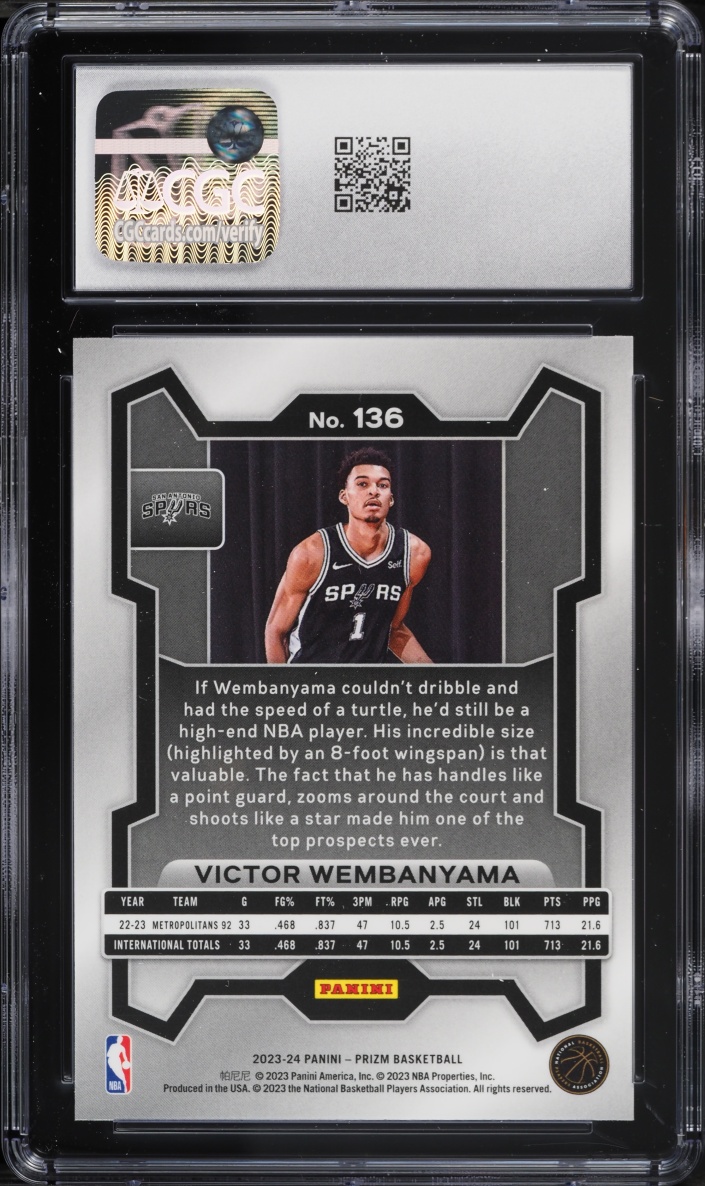 2023 Panini Prizm Victor Wembanyama ROOKIE #136 CGC 9.5 MINT+