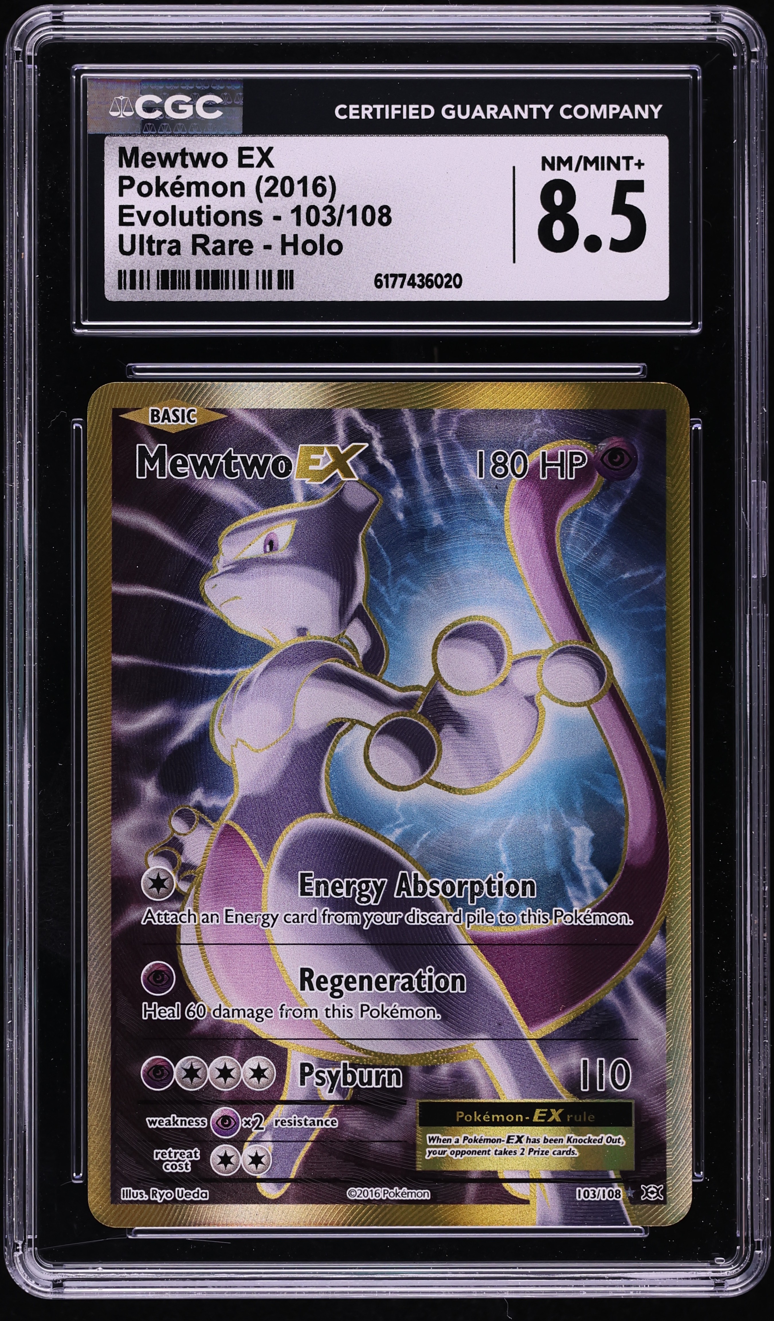 2016 Pokemon XY Evolutions Full Art Mewtwo EX #103 CGC 8.5 NM-MT+