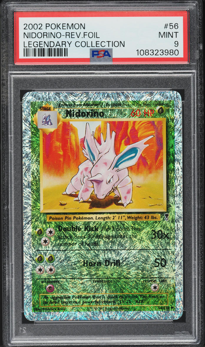 2002 Pokemon Legendary Collection Reverse Holo Nidorino #56 PSA 9 MINT
