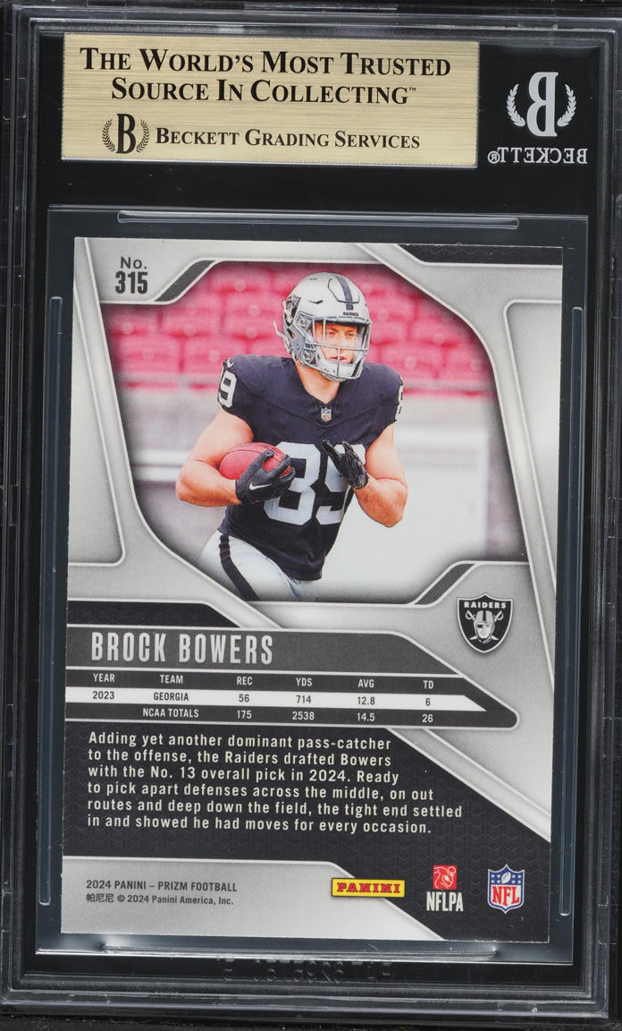 2024 Panini Prizm Brock Bowers ROOKIE #315 BGS 9.5 GEM MINT