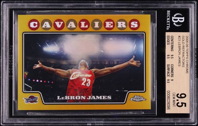 2008 Topps Chrome Gold Refractor LeBron James /50 #23 BGS 9.5 GEM MINT
