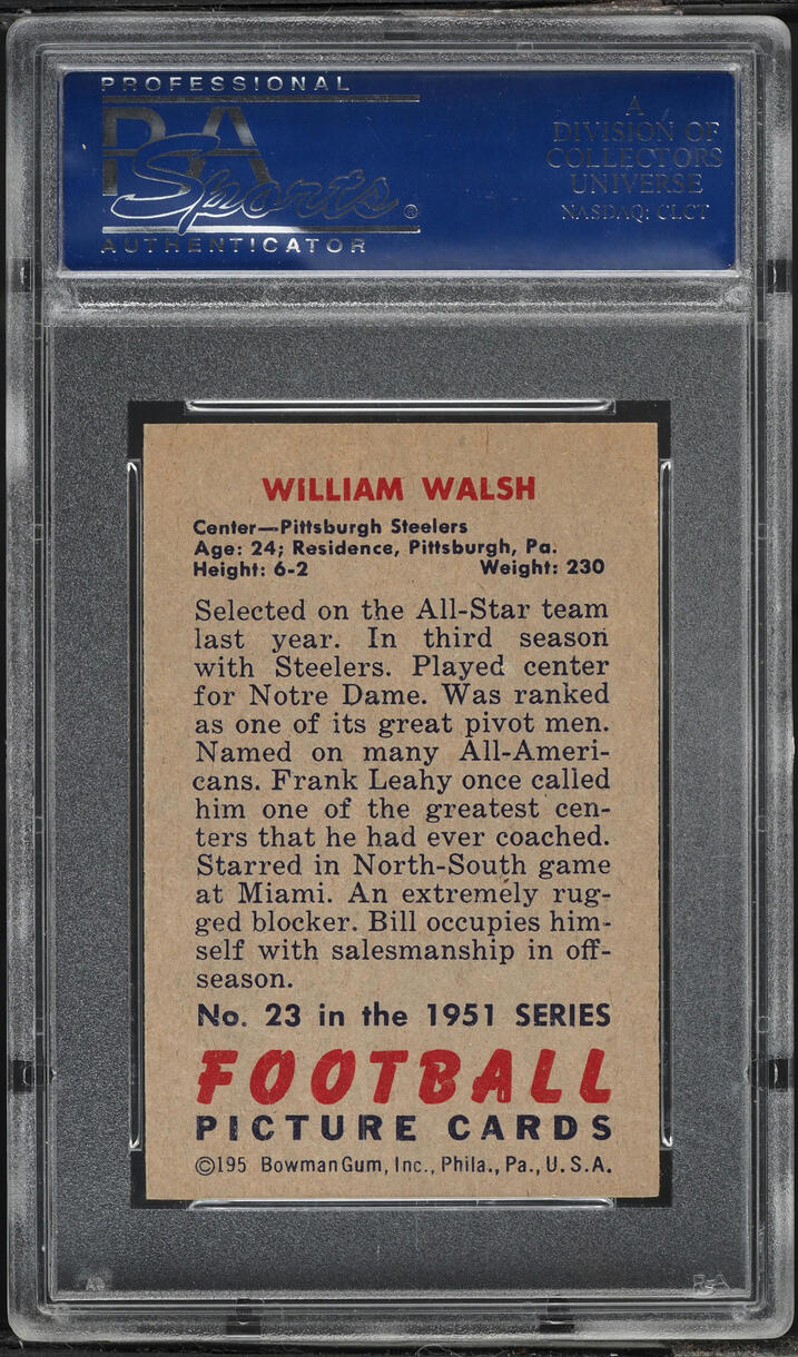 1951 Bowman Bill Walsh #23 PSA 8 NM-MT