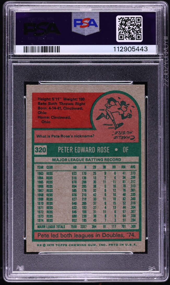 1975 Topps Mini Pete Rose #320 PSA 5 EX