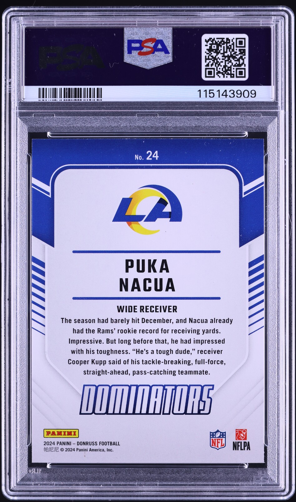2024 Donruss Dominators Puka Nacua #24 PSA 9 MINT