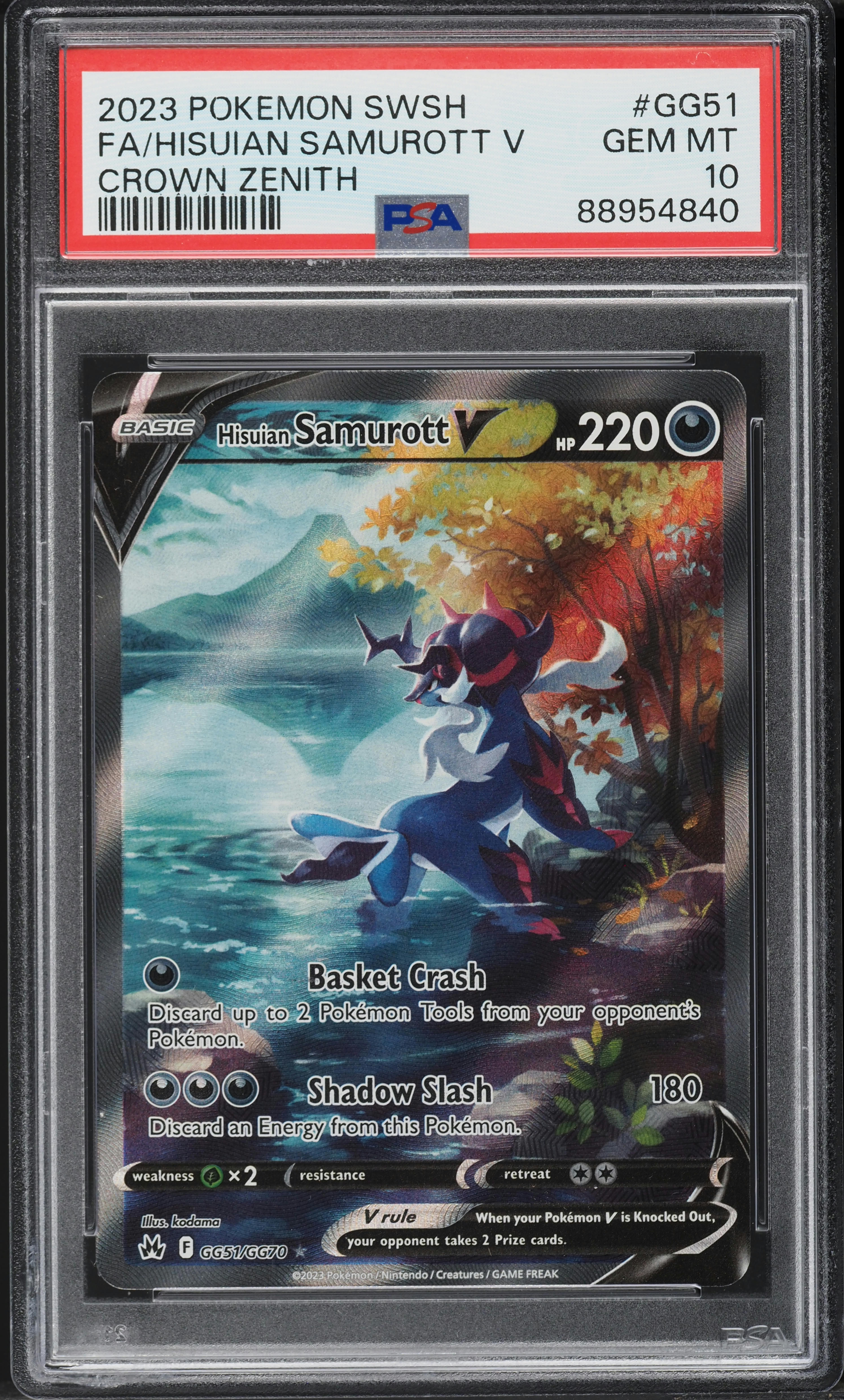 2023 Pokemon Sword & Shield Crown Zenith Full Art Hisuian Samurott V #GG51 PSA 10 GEM MINT