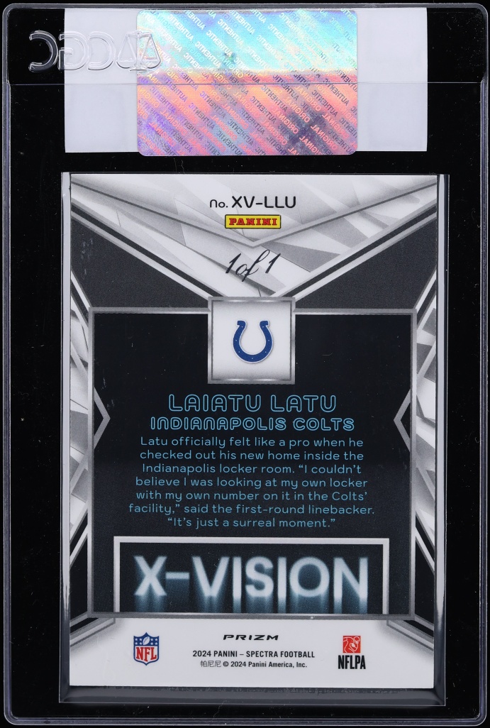 2024 Panini Spectra X-Vision Gold Laiatu Latu ROOKIE 1/1 #XV-LLU CGC AUTH - Photo 2