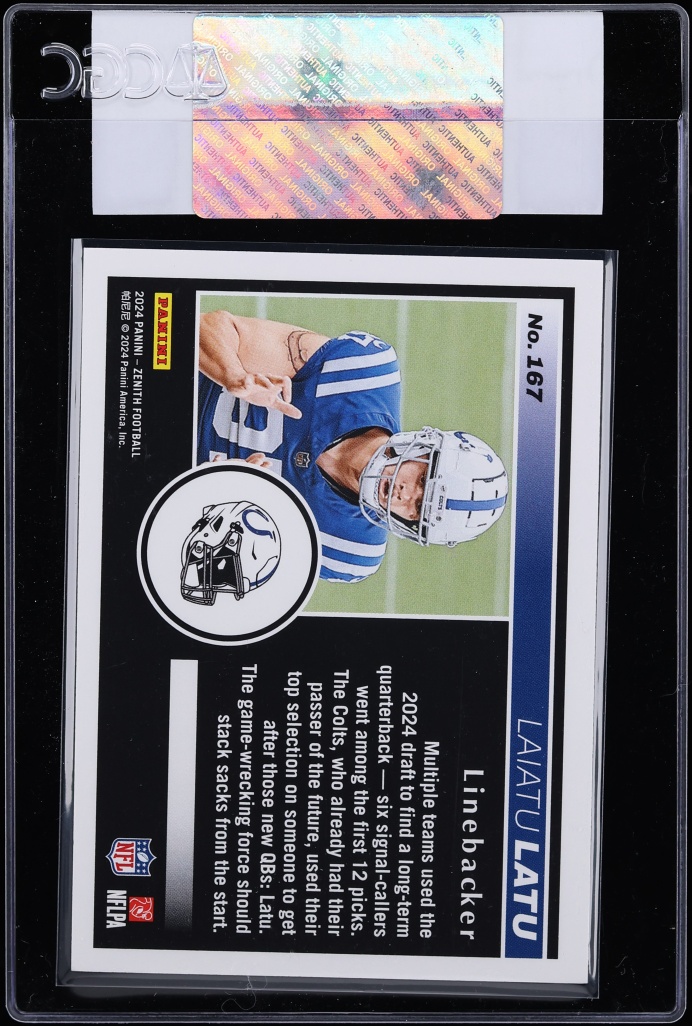 2024 Panini Zenith Red Zone White Laiatu Latu ROOKIE 1/1 #167 CGC AUTH - Photo 2