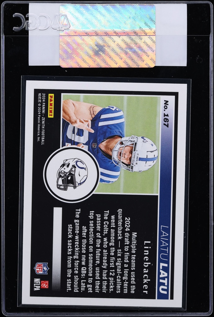 2024 Panini Zenith Touchdown Laiatu Latu ROOKIE 1/1 #167 CGC AUTH - Photo 2