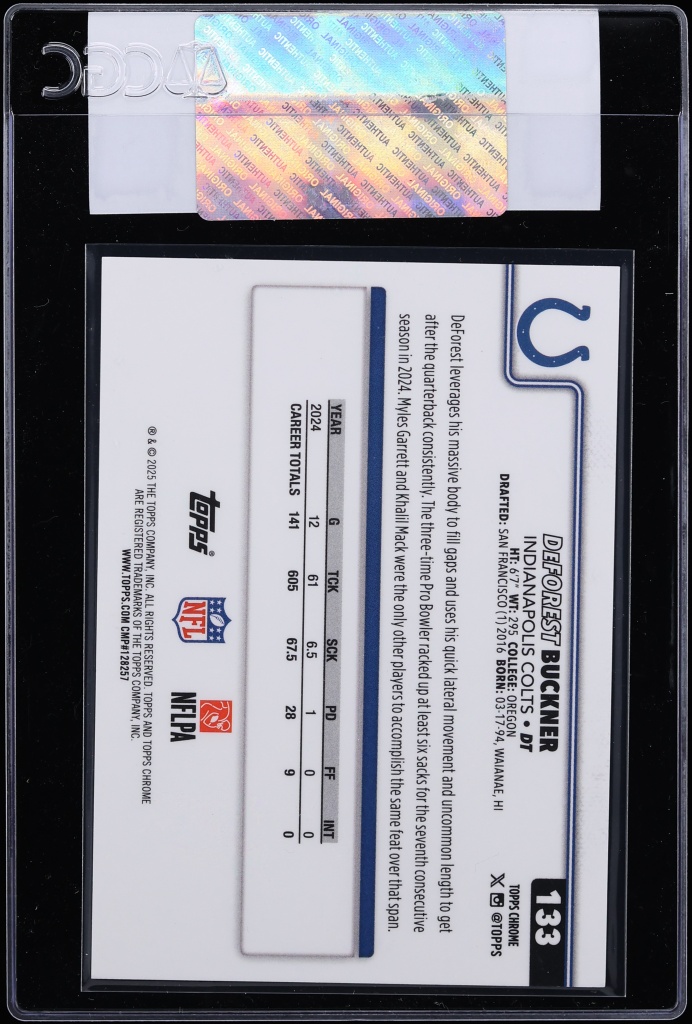 2025 Topps Chrome Red Geometric Refractor DeForest Buckner /5 #133 CGC AUTH - Photo 2
