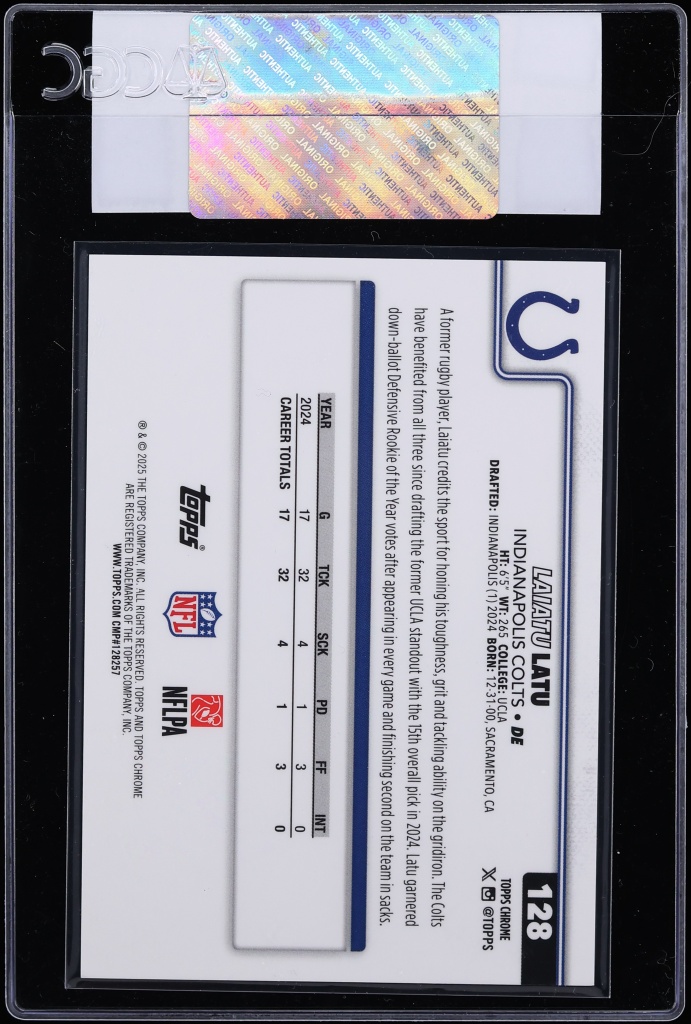 2025 Topps Chrome Black Geometric Refractor Laiatu Latu /10 #128 CGC AUTH - Photo 2