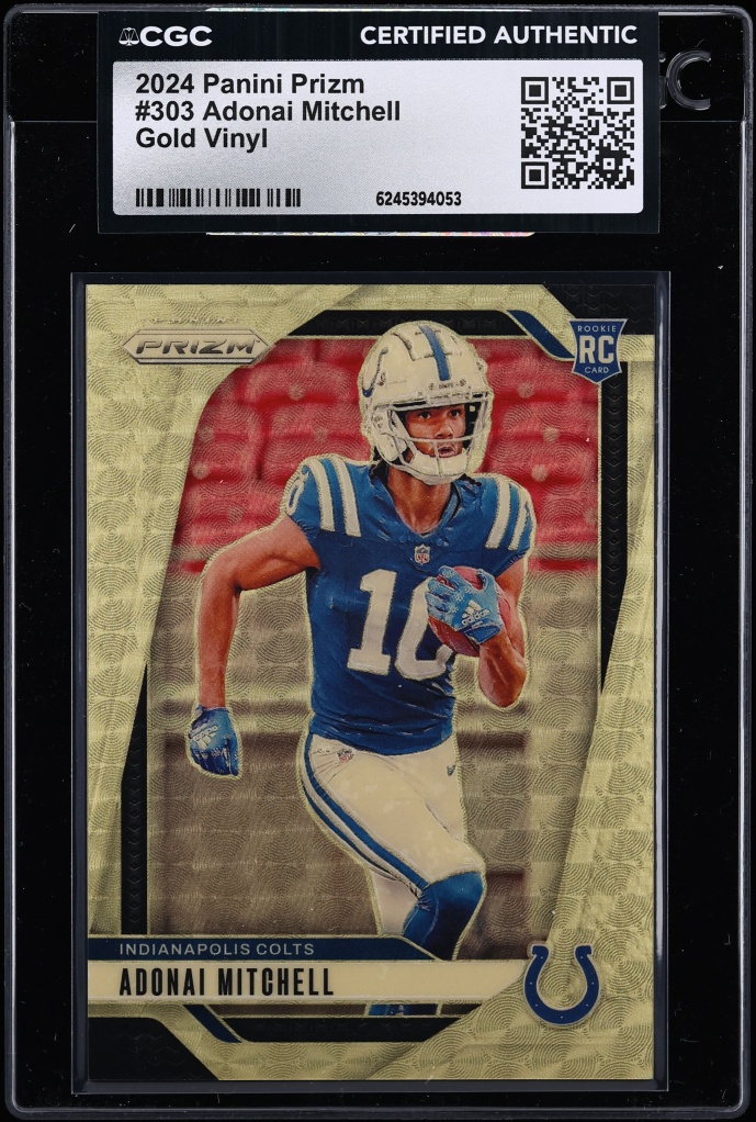 2024 Panini Prizm Gold Vinyl Adonai Mitchell ROOKIE /5 #303 CGC AUTH