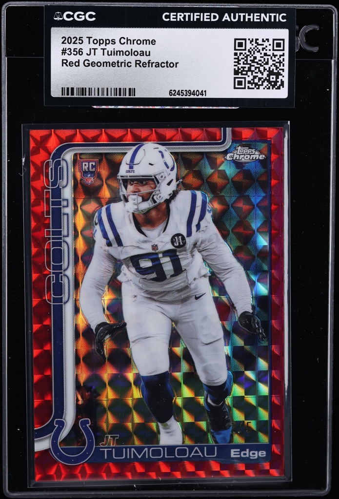 2025 Topps Chrome Red Geometric Refractor JT Tuimoloau ROOKIE /5 #356 CGC AUTH