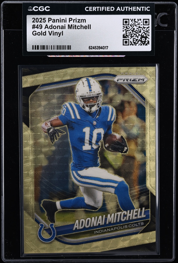 2025 Panini Prizm Gold Vinyl Adonai Mitchell 1/5 #49 CGC AUTH