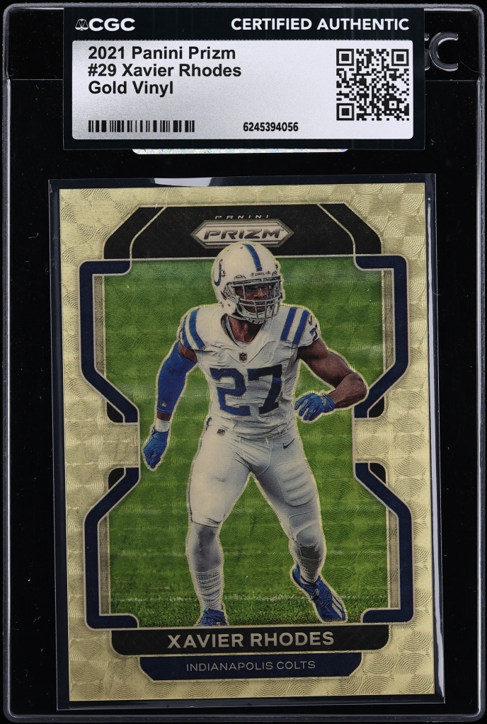 2021 Panini Prizm Gold Vinyl Xavier Rhodes 1/5 #29 CGC AUTH