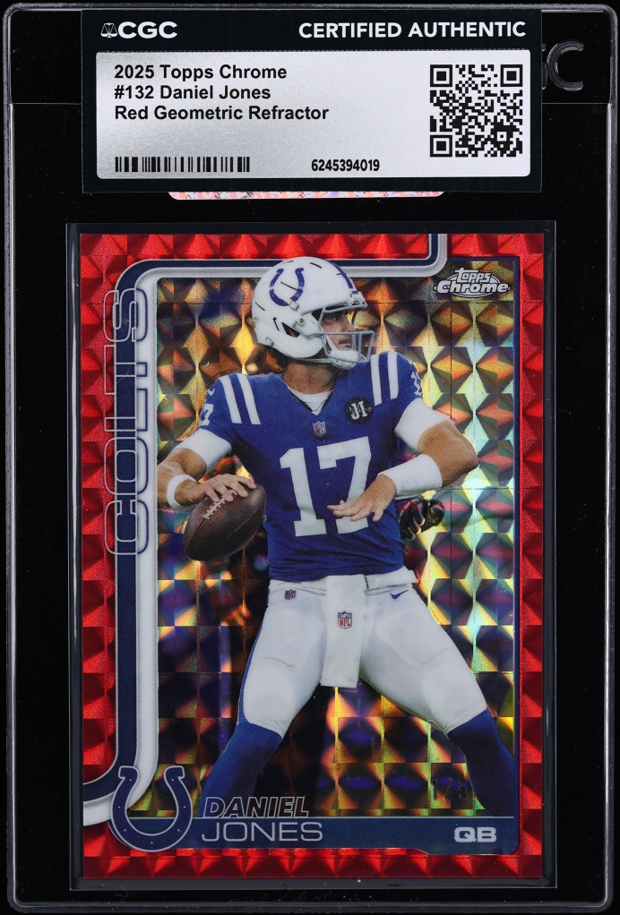 2025 Topps Chrome Red Geometric Refractor Daniel Jones 1/5 #132 CGC AUTH