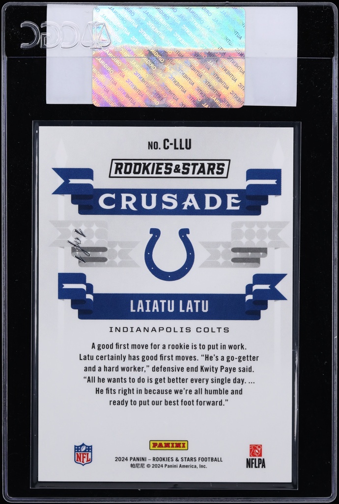 2024 Panini Stars Crusade Black Laiatu Latu ROOKIE 1/1 #C-LLU CGC AUTH - Photo 2