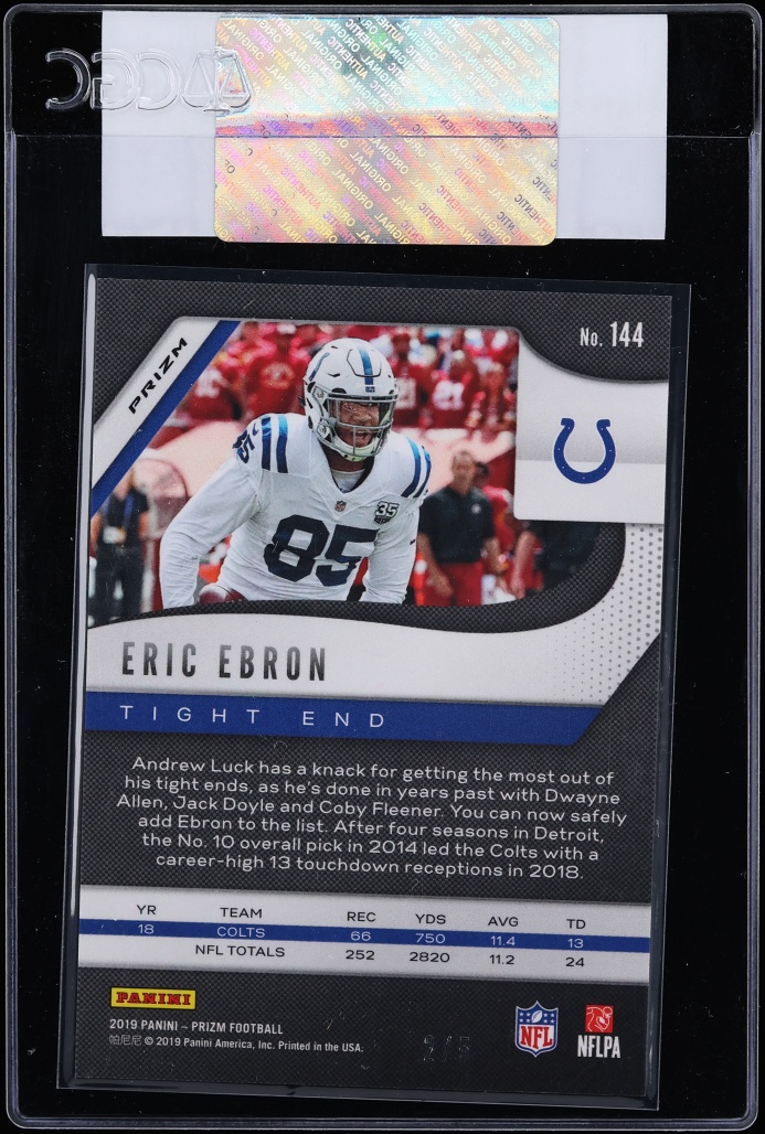 2019 Panini Prizm Gold Vinyl Eric Ebron /5 #144 CGC AUTH - Photo 2