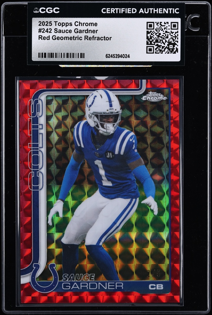 2025 Topps Chrome Red Geometric Refractor Sauce Gardner /5 #242 CGC AUTH