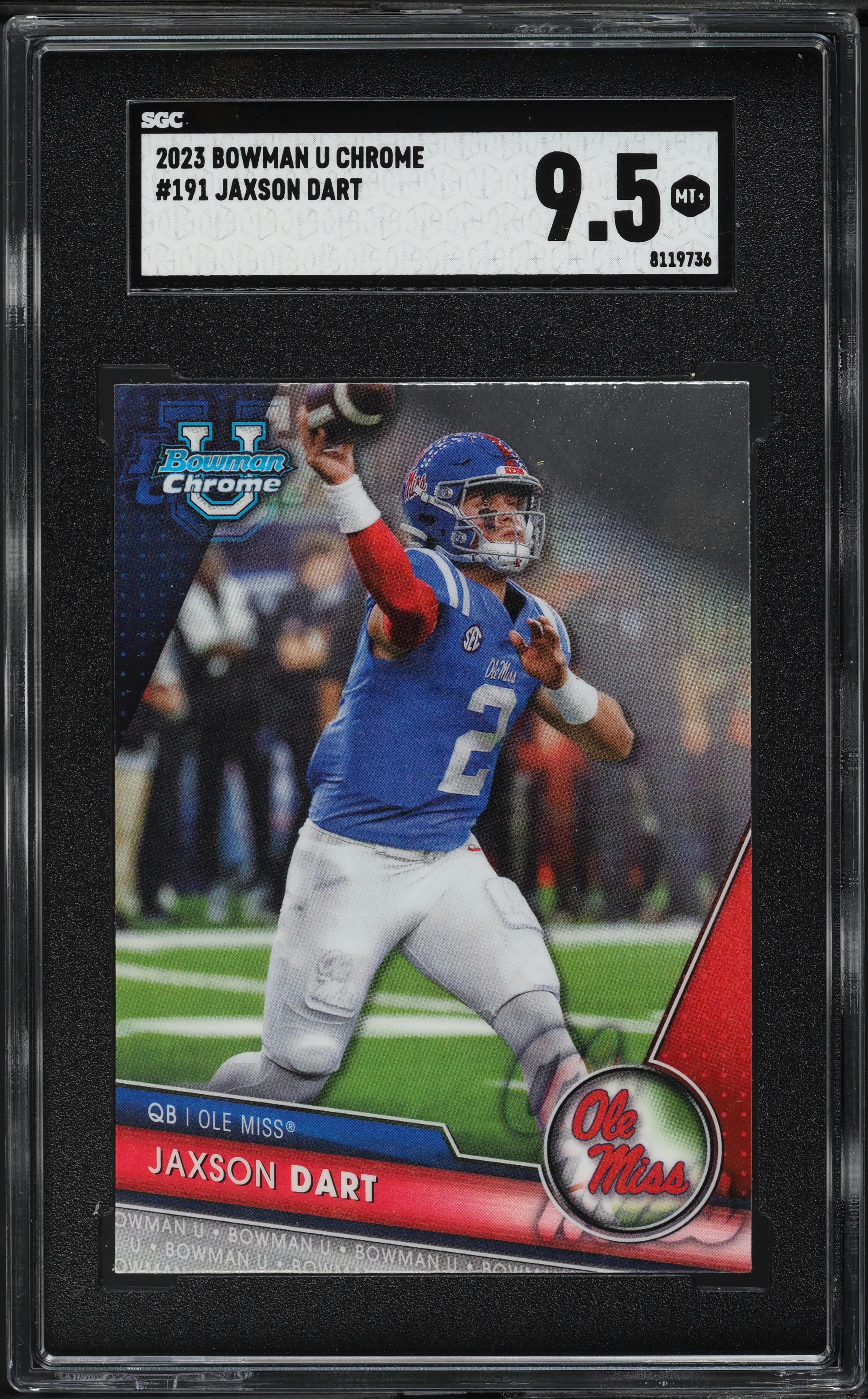 2023 Bowman Chrome University Jaxson Dart ROOKIE #191 SGC