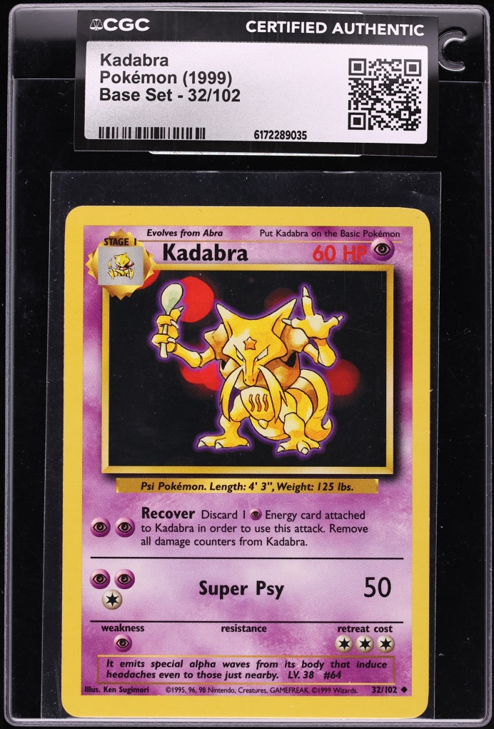 1999 Pokemon Base Set Kadabra #32 CGC AUTH