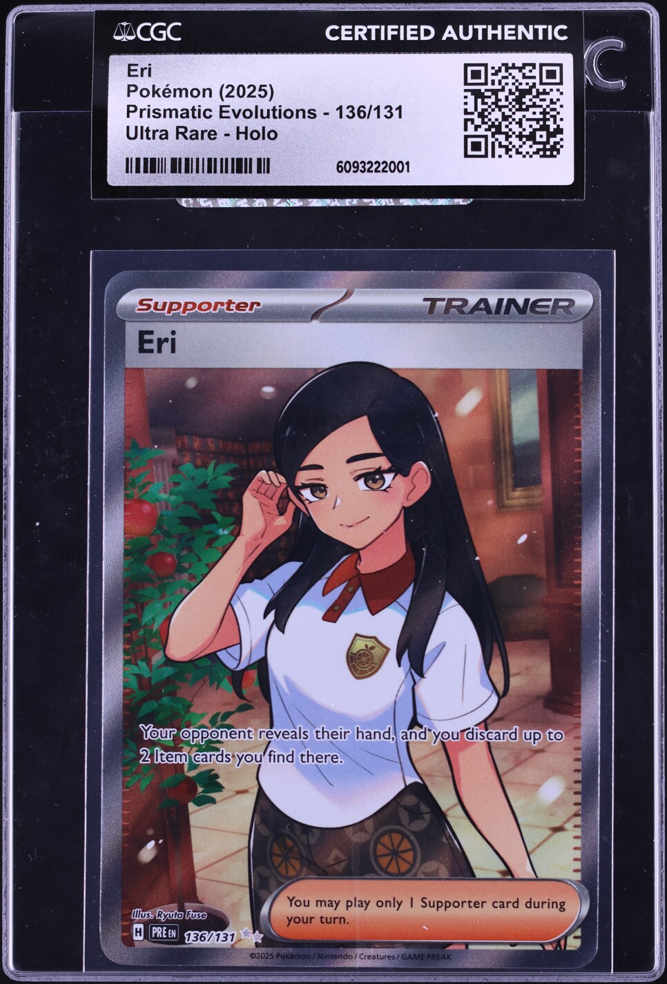 2025 Pokemon Scarlet & Violet Prismatic Evolutions Full Art Eri #136 CGC AUTH