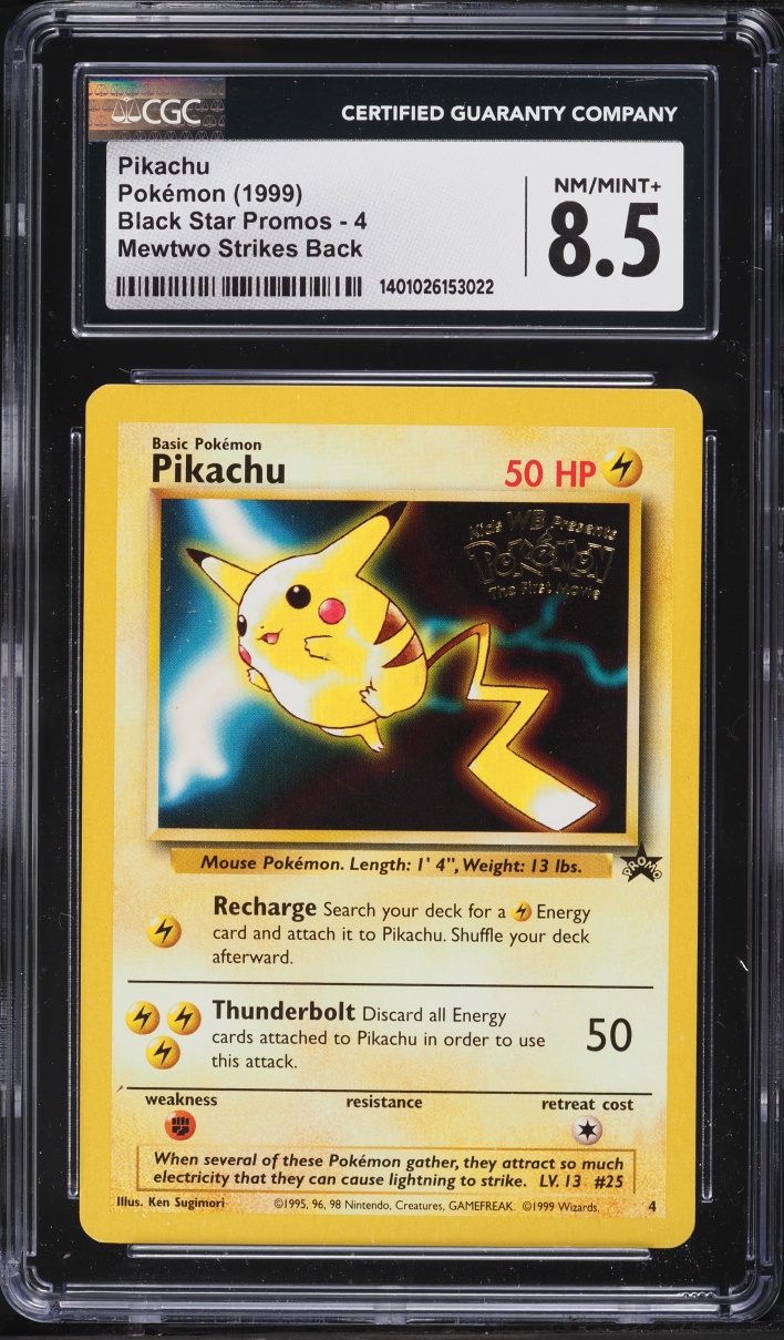 1999 Pokemon Black Star Promo Mewtwo Strikes Back Pikachu #4 CGC 8.5 NM-MT+